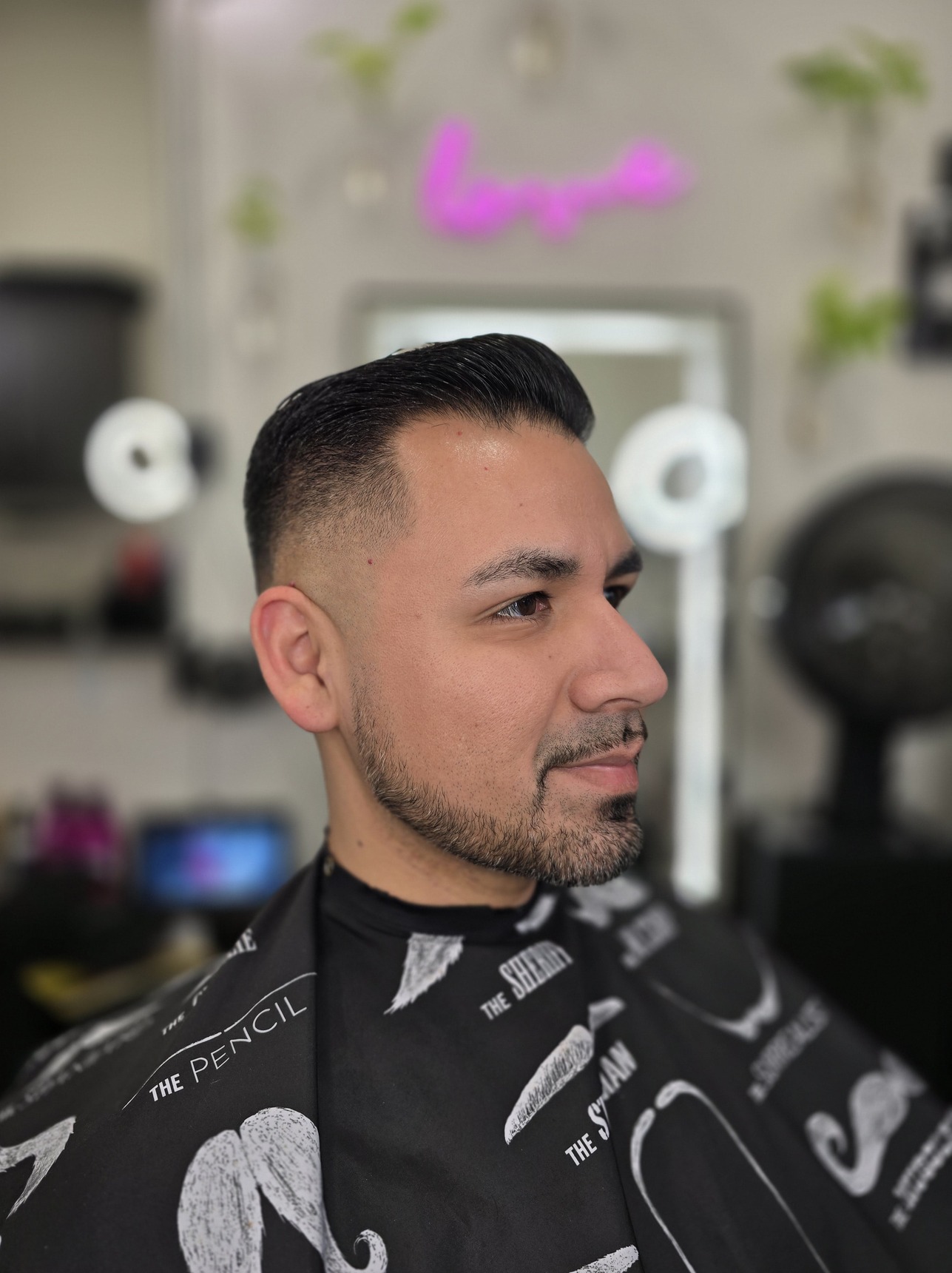 Curly hair taper with clean finish